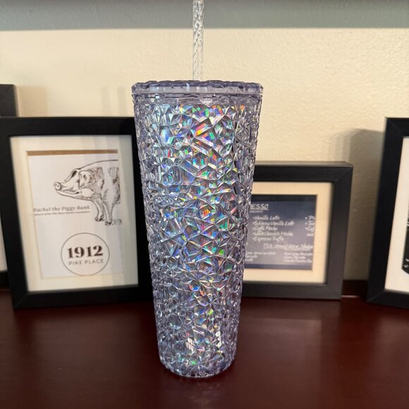 Starbucks Gem Iridescent Diamond Textured Tumbler 24 Oz With Matching Ornament - Picture 3 of 11